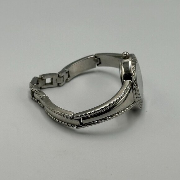 3/$30 Monet Watch Women Silver Tone Round White Dial New Battery 6.5 Inch - Picture 5 of 11